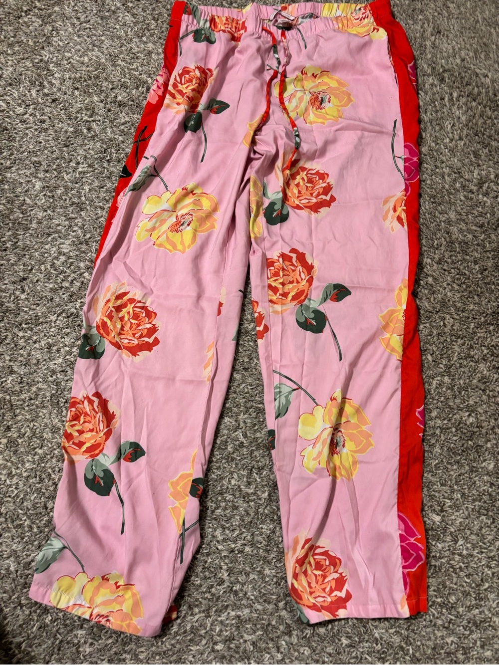 Victoria's Secret Pink Floral Lounge Pants with Red Side Panels